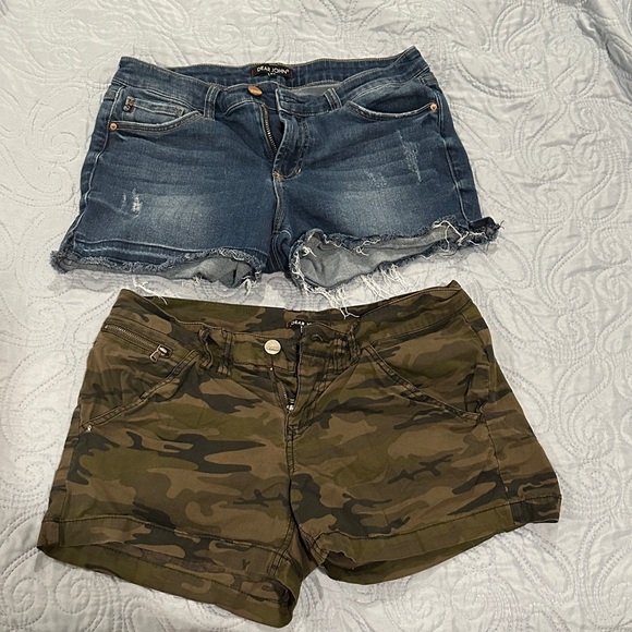 Dear John Pants - Dear John Blue Denim and Camouflage Shorts